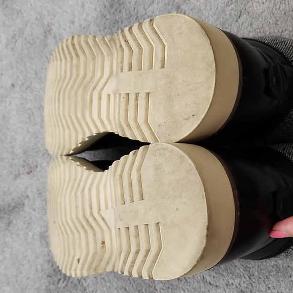 Steve Madden Black Boots Deelin Sz 11 Side Zipper & Lace Up - Picture 9 of 13